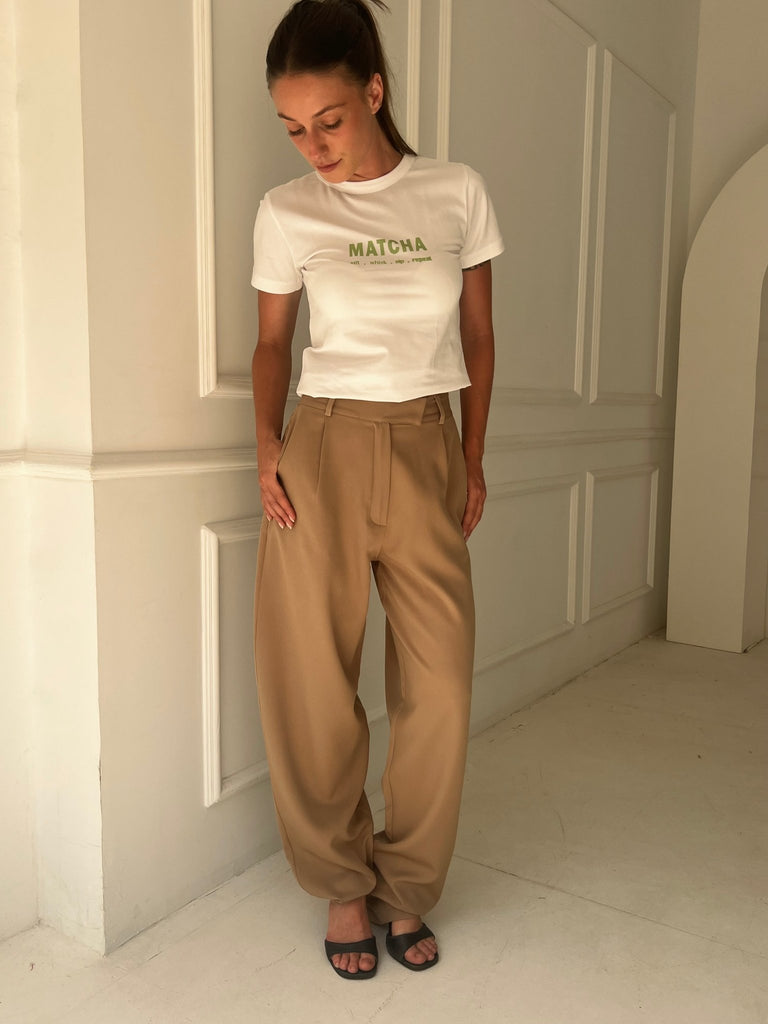 Beige Balloon Formal Pants - Mii