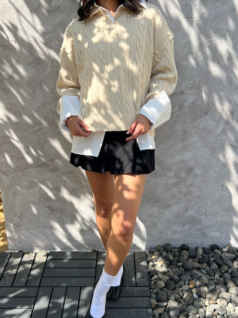 Beige Braided Pullover - Mii