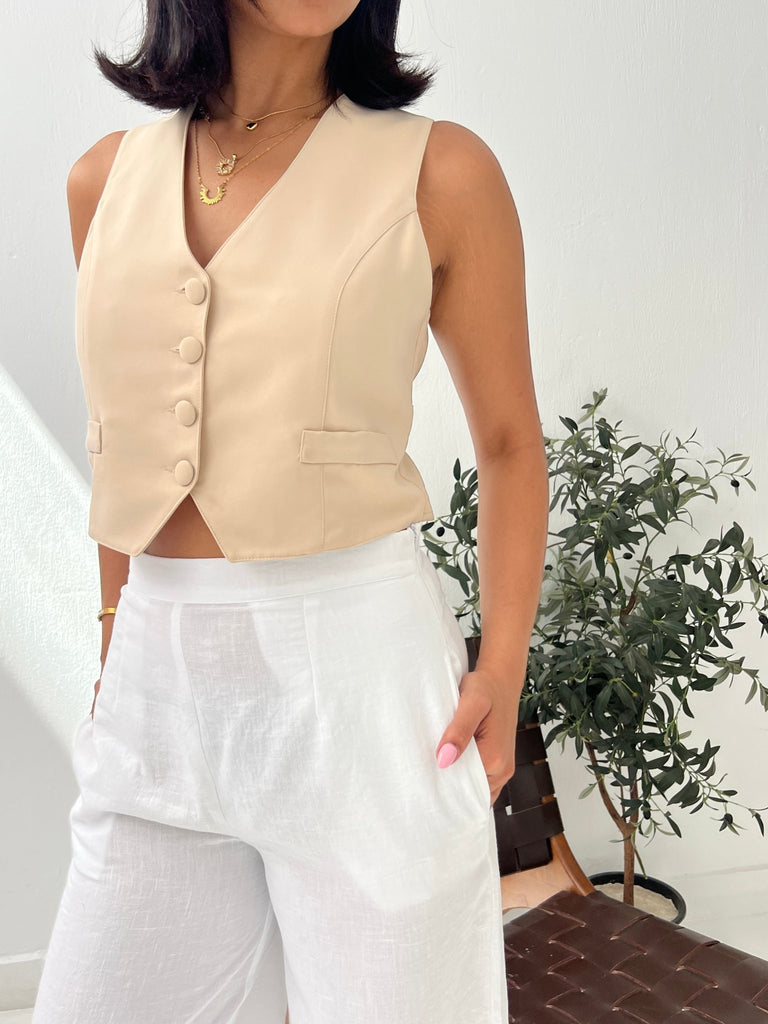 Beige Classic Waistcoat - Mii