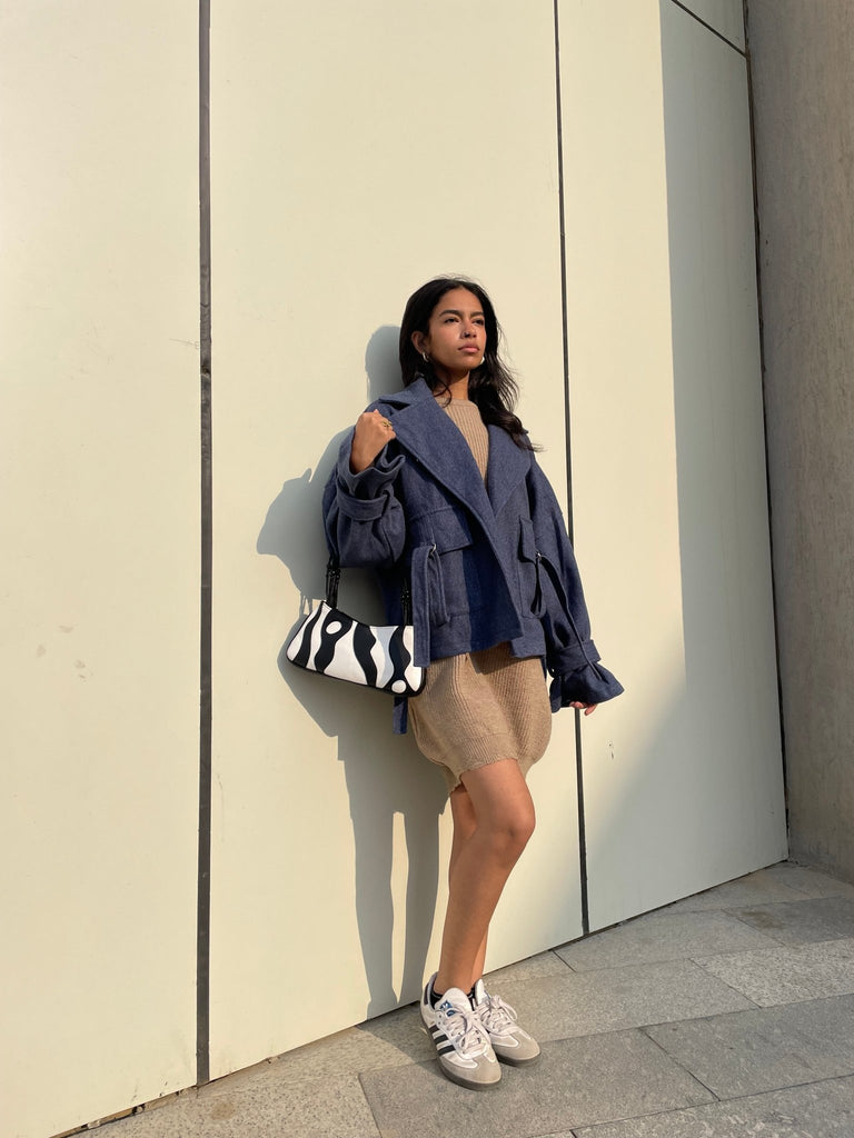 Beige Frenchy Ripped Knit Sweater Dress - Mii