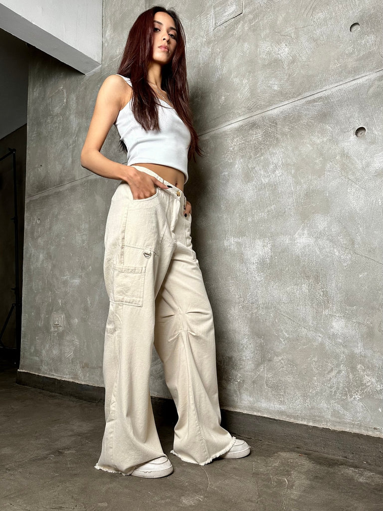 Beige Gabardine Pants - Mii