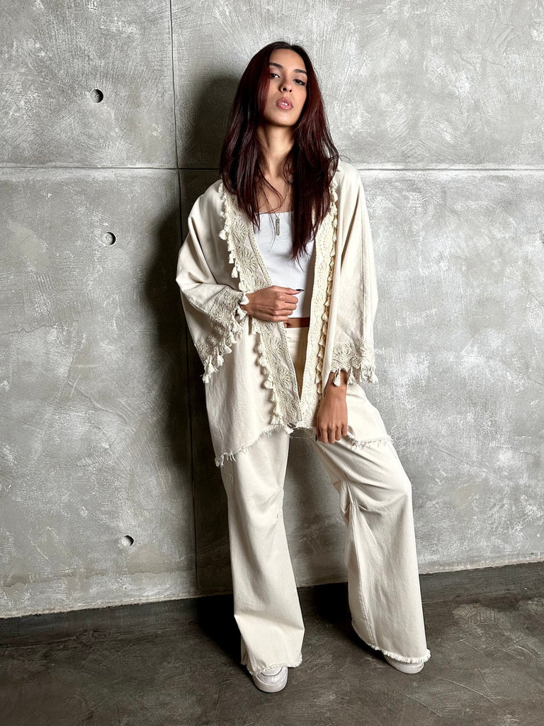 Beige Gabardine Pants - Mii