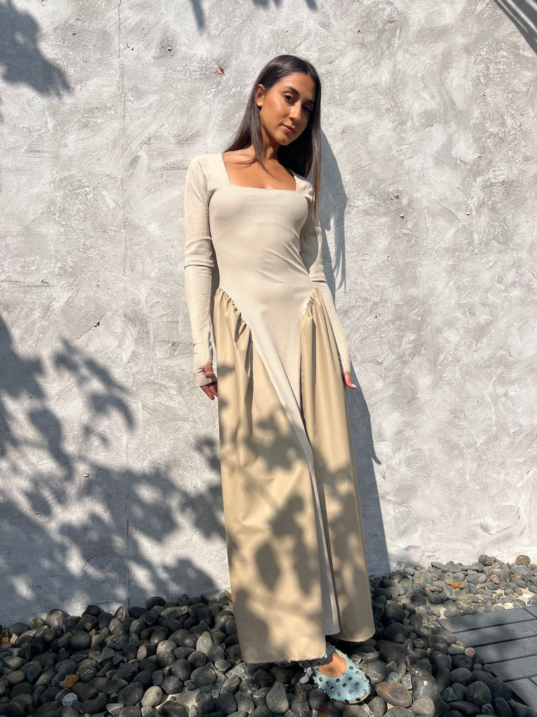 Beige Matte Leather Ballerina Dress - Mii