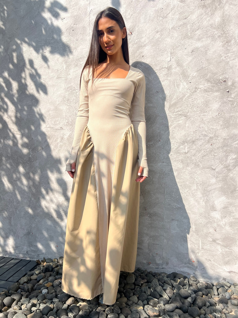 Beige Matte Leather Ballerina Dress - Mii