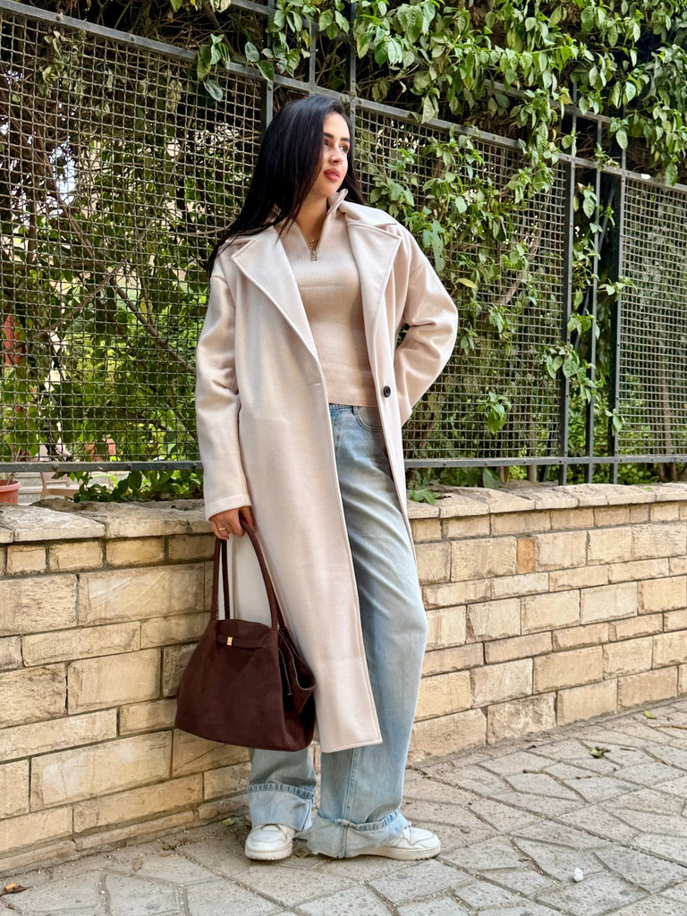 Beige Maxi Wool Coat - Mii