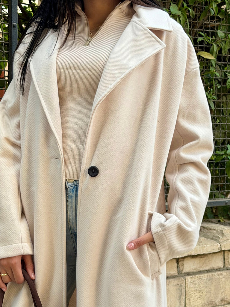 Beige Maxi Wool Coat - Mii
