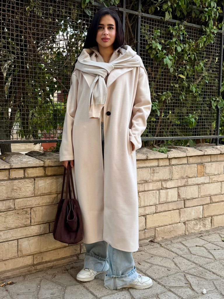 Beige Maxi Wool Coat - Mii