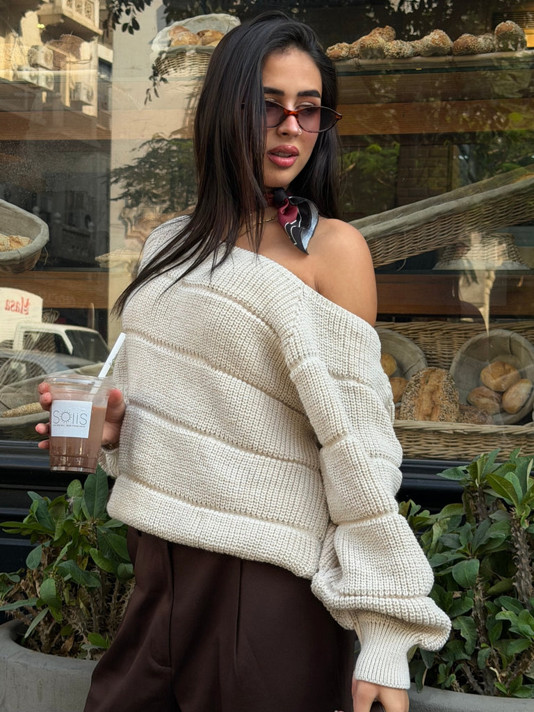 Beige Pumped Pullover - Mii