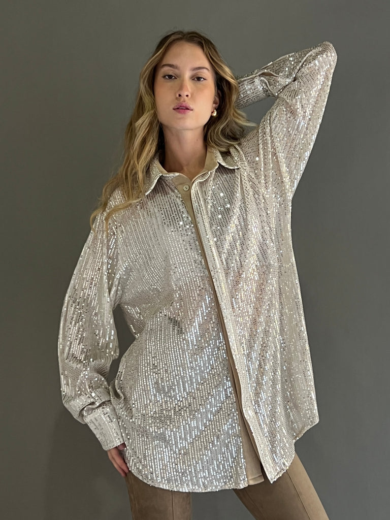 Beige Sequin Shirt - Mii