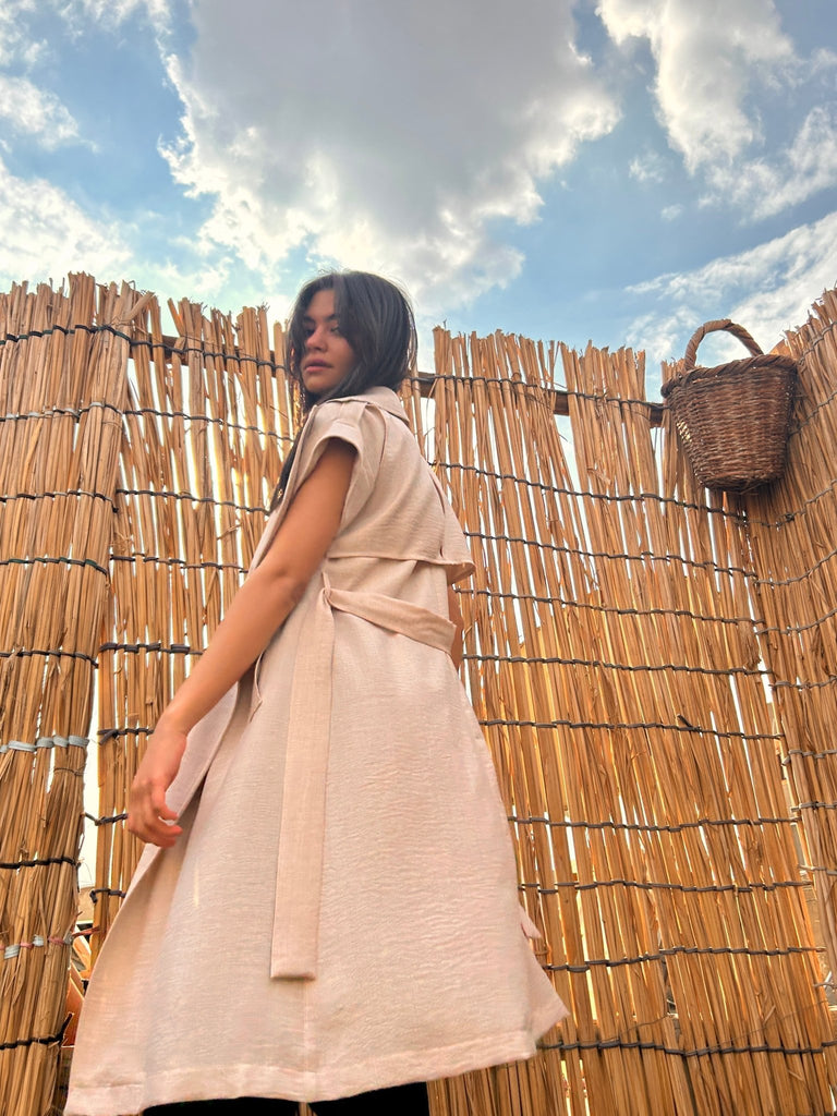 Beige Sleeveless Trench - Mii