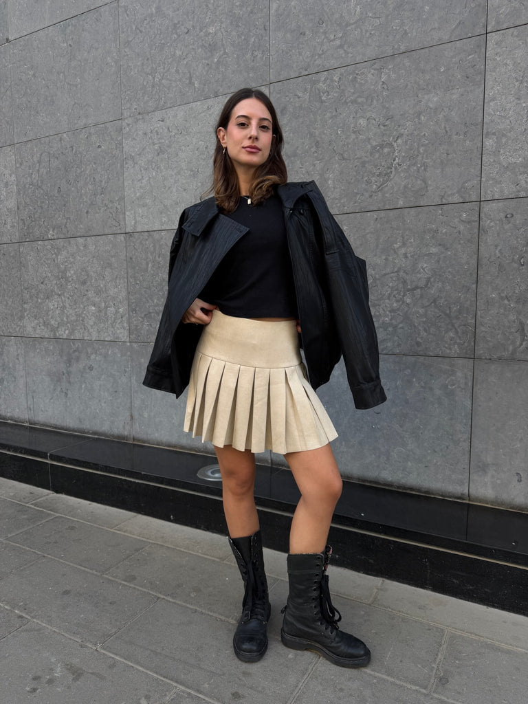 Beige Suede Tennis Skirt - Mii