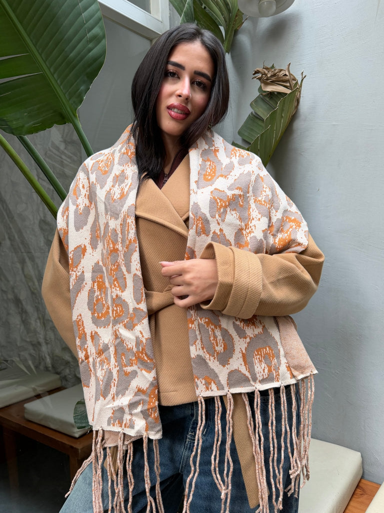 Beige X Grey Knit Scarf - Mii