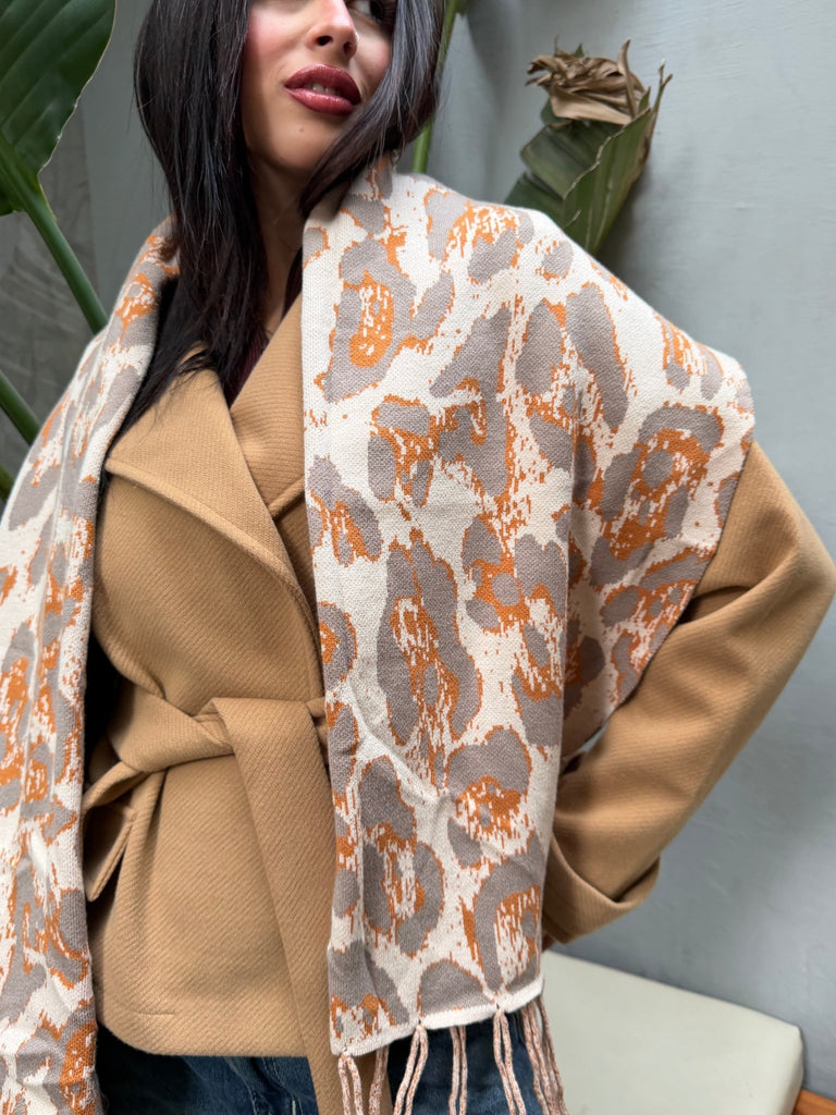 Beige X Grey Knit Scarf - Mii