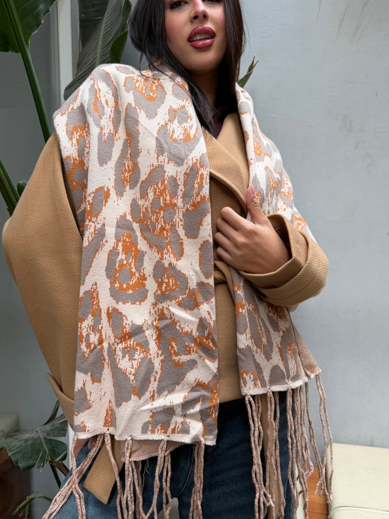 Beige X Grey Knit Scarf - Mii