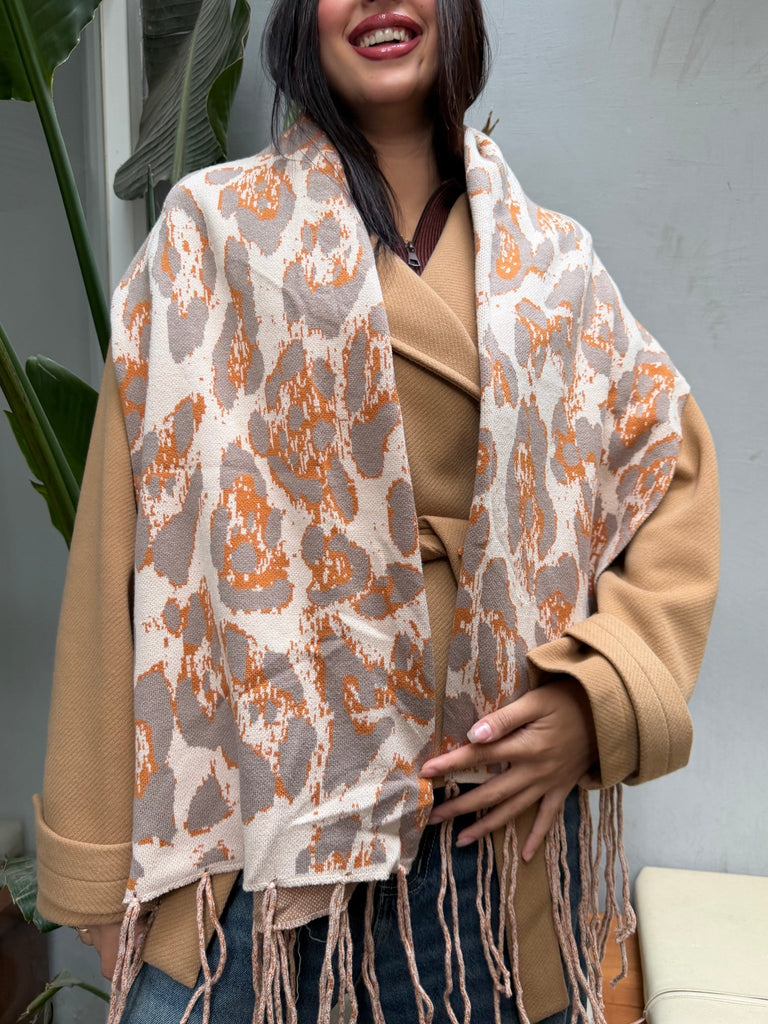 Beige X Grey Knit Scarf - Mii