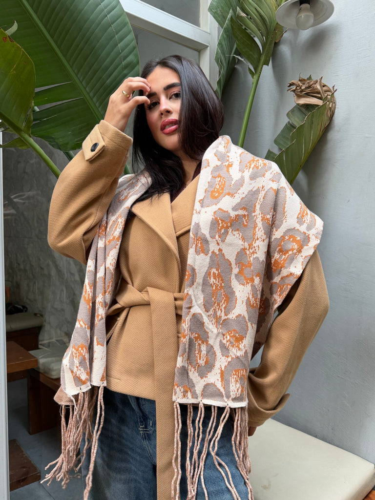 Beige X Grey Knit Scarf - Mii