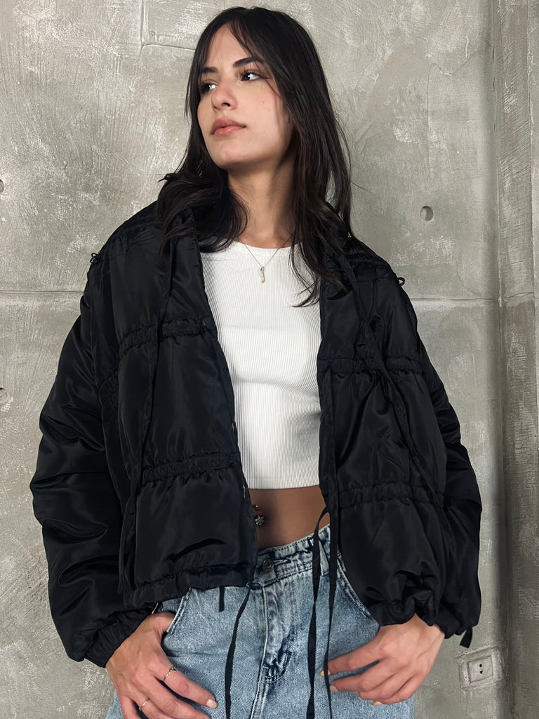 Black Bow Quilted Jacket - Mii