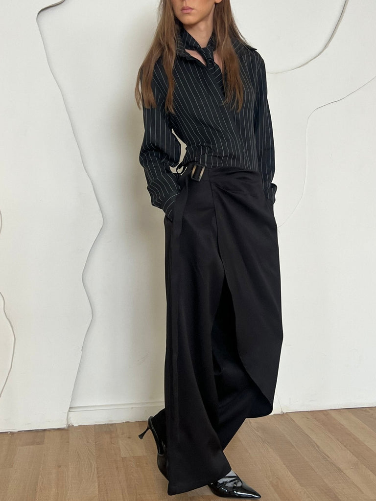 Black Contour Wrap Pants - Mii