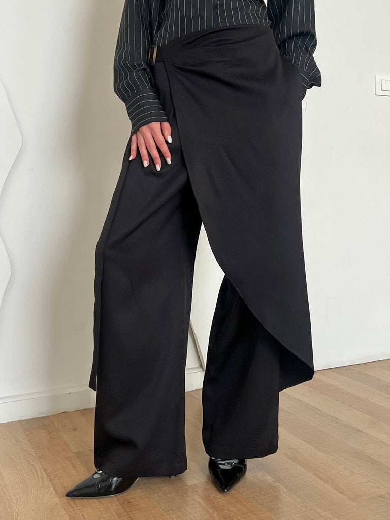 Black Contour Wrap Pants - Mii