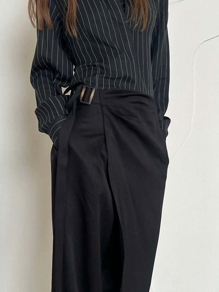 Black Contour Wrap Pants - Mii