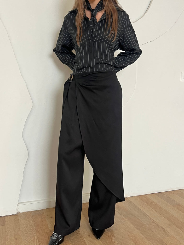Black Contour Wrap Pants - Mii