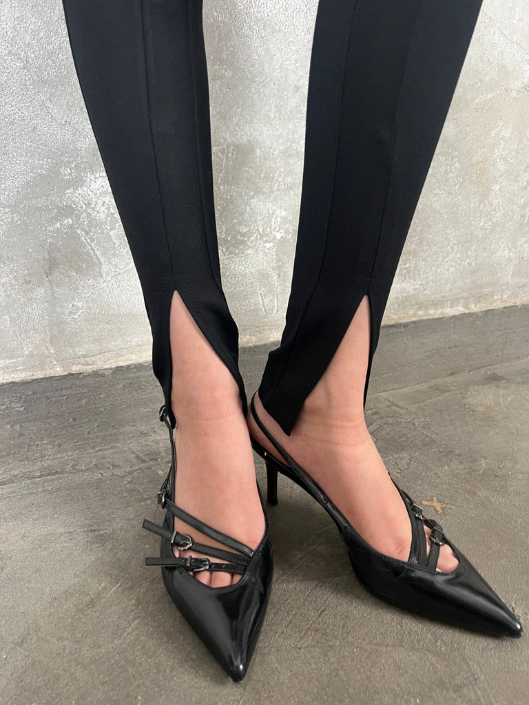 Black Front Split Leggings - Mii