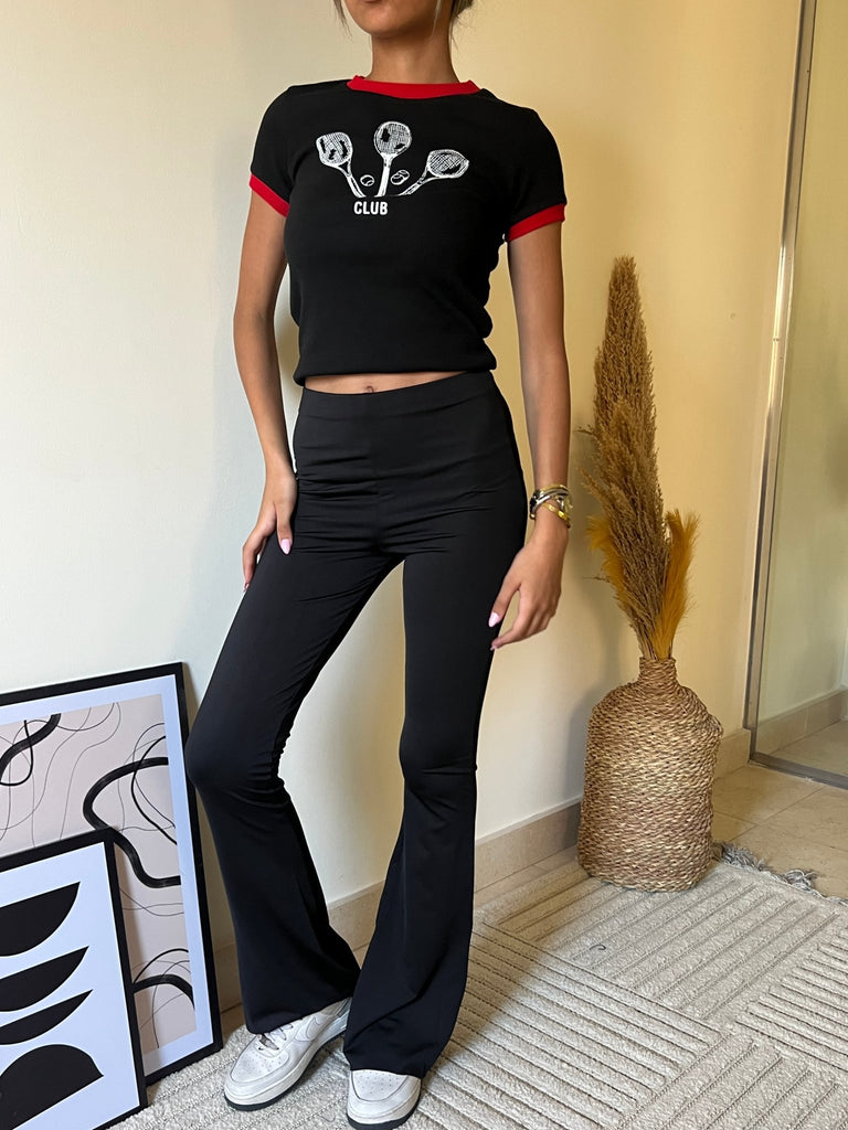 Black High Waisted Flared Pants - Mii