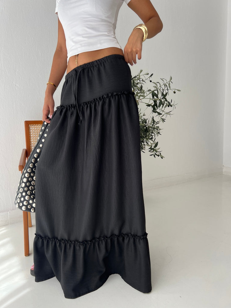 Black Layered Boho Skirt - Mii