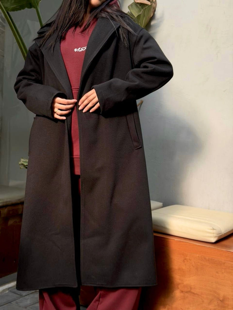 Black Maxi Wool Coat - Mii