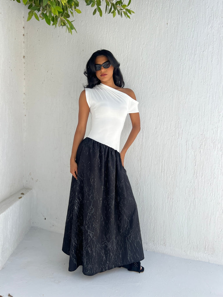 Black Off Shoulder Ballerina Dress - Mii