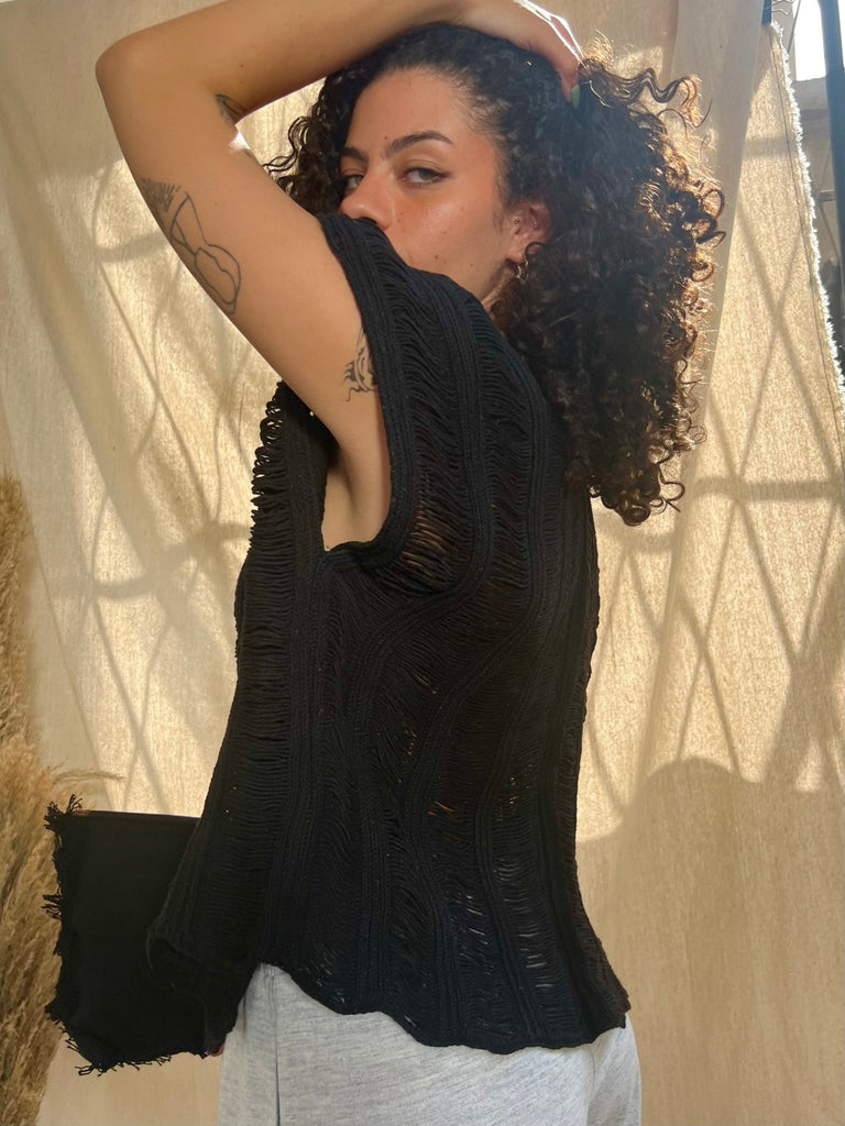 Black Opened Cardigan Beach Coverup - Mii