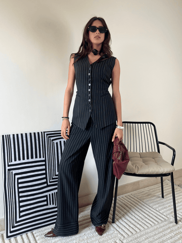 Black Pinstripe Vest - Mii