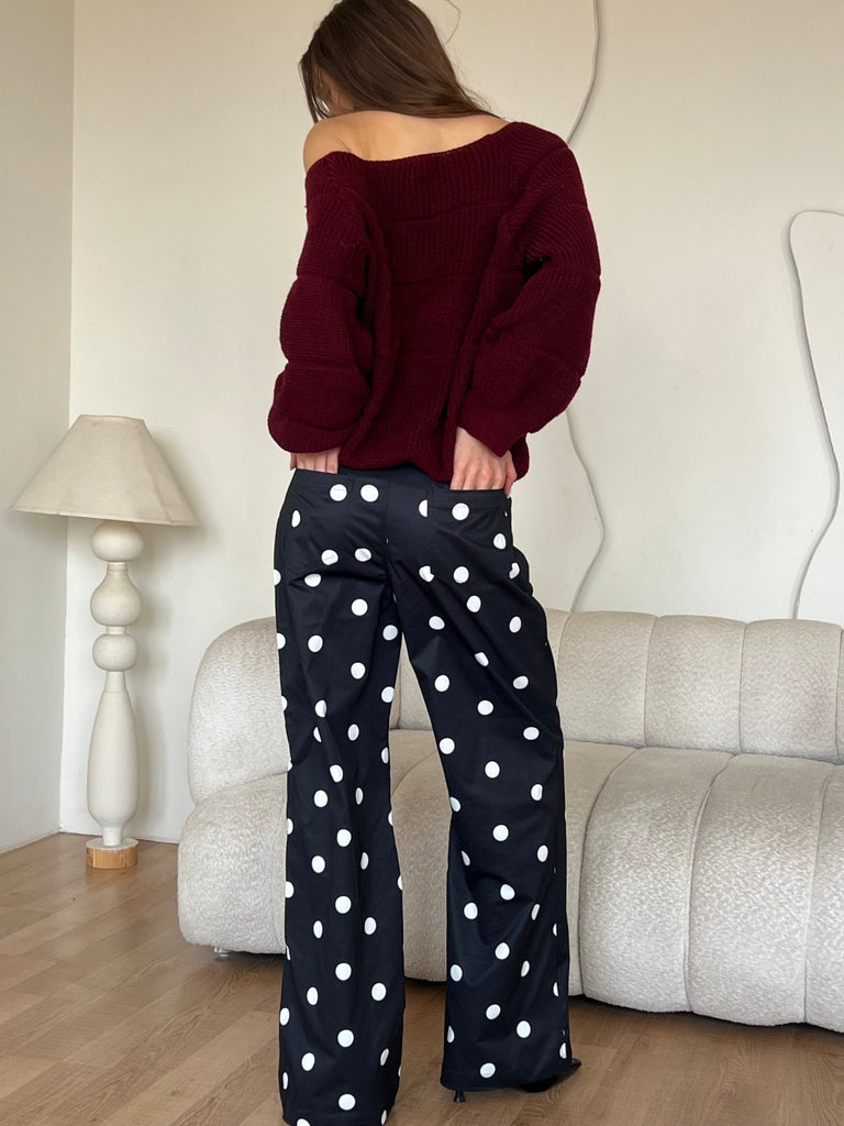 Black Polka Dot Pants - Mii