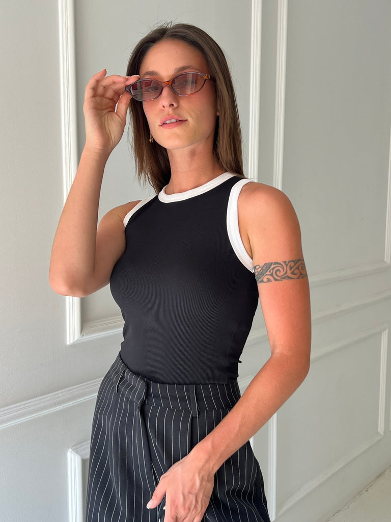 Black Ribbed Sleeveless top - Mii