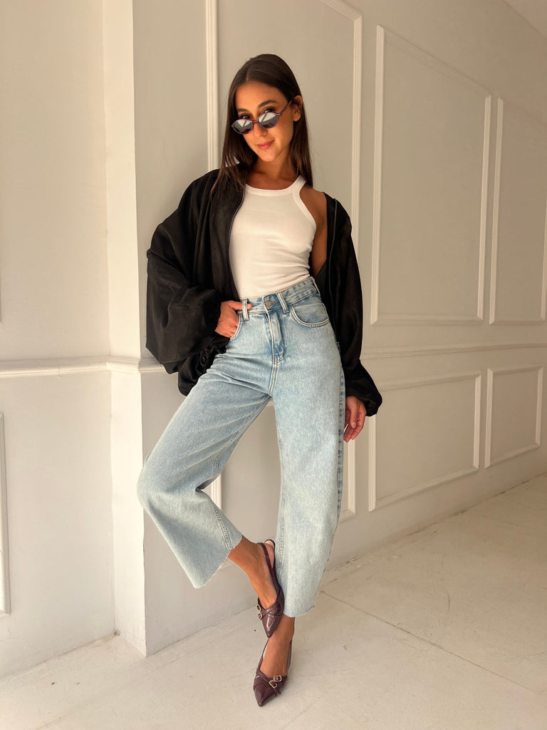 Black Satin Balloon Jacket - Mii