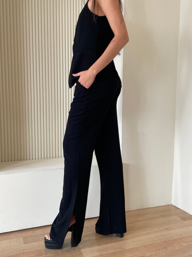 Black Side Slit Formal Pants - Mii