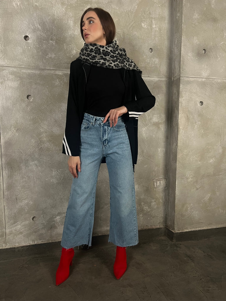 Blue High Waisted Cropped Denim - Mii