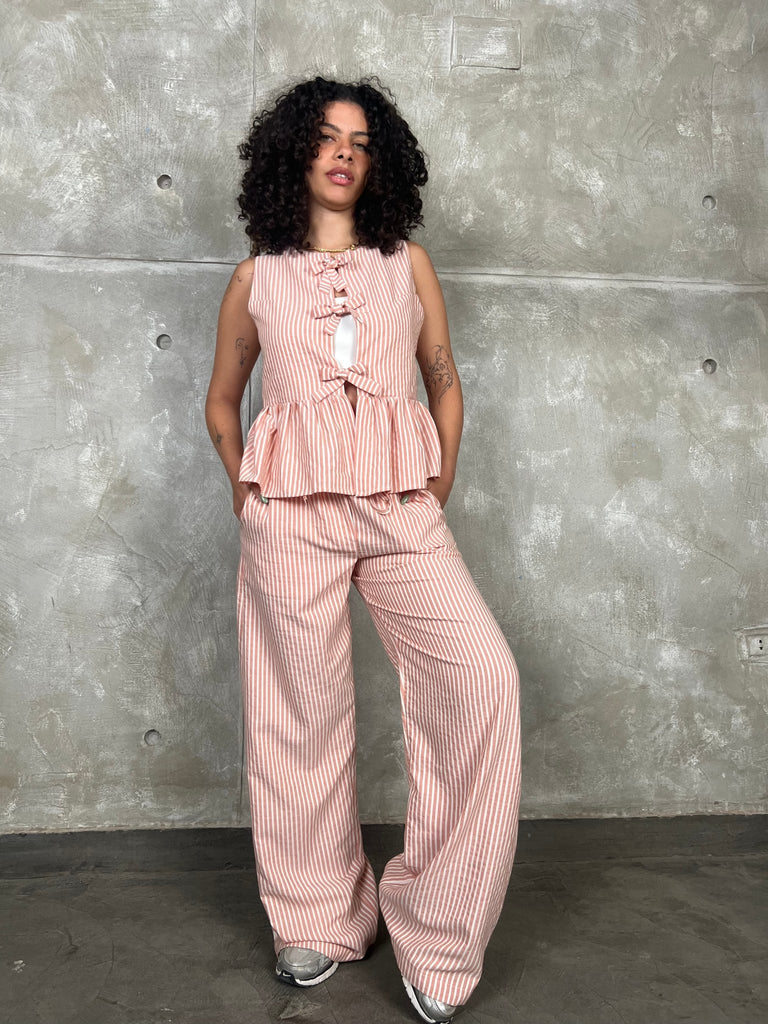 Brick Frenchy Striped Sleeveless Top - Mii