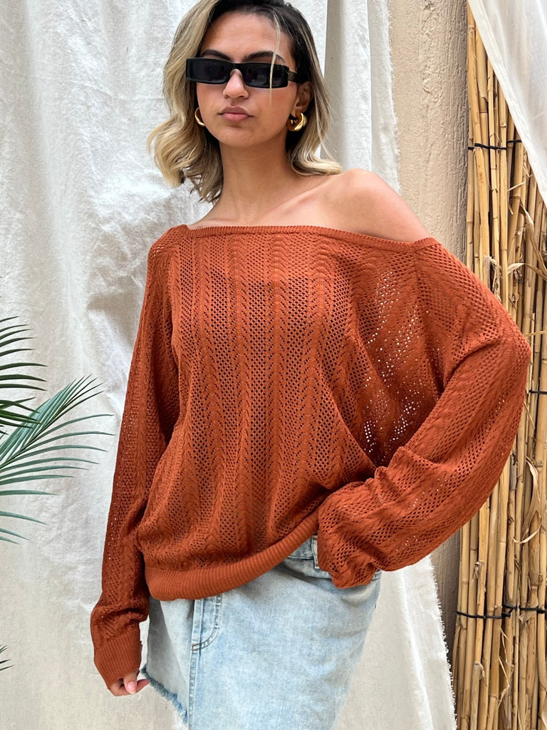 Brick Hollow Out Blouse - Mii