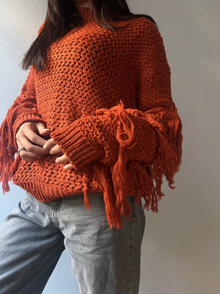 Brick Knit Fringe Pullover - Mii