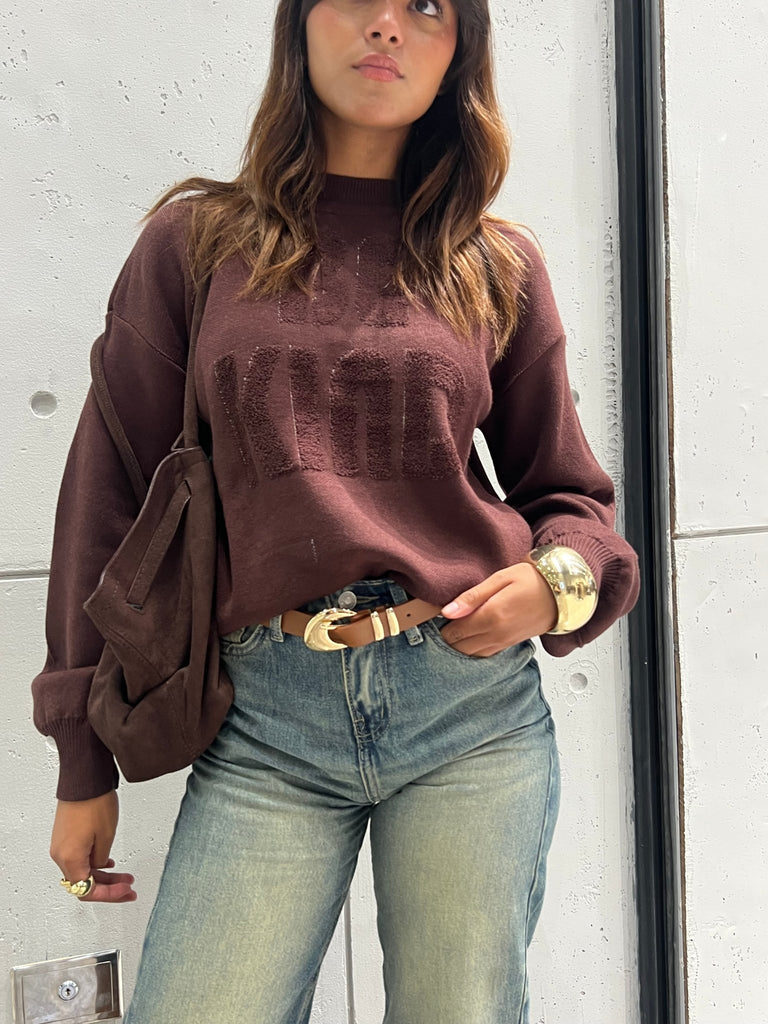 Brown “Be Kind” Pullover - Mii