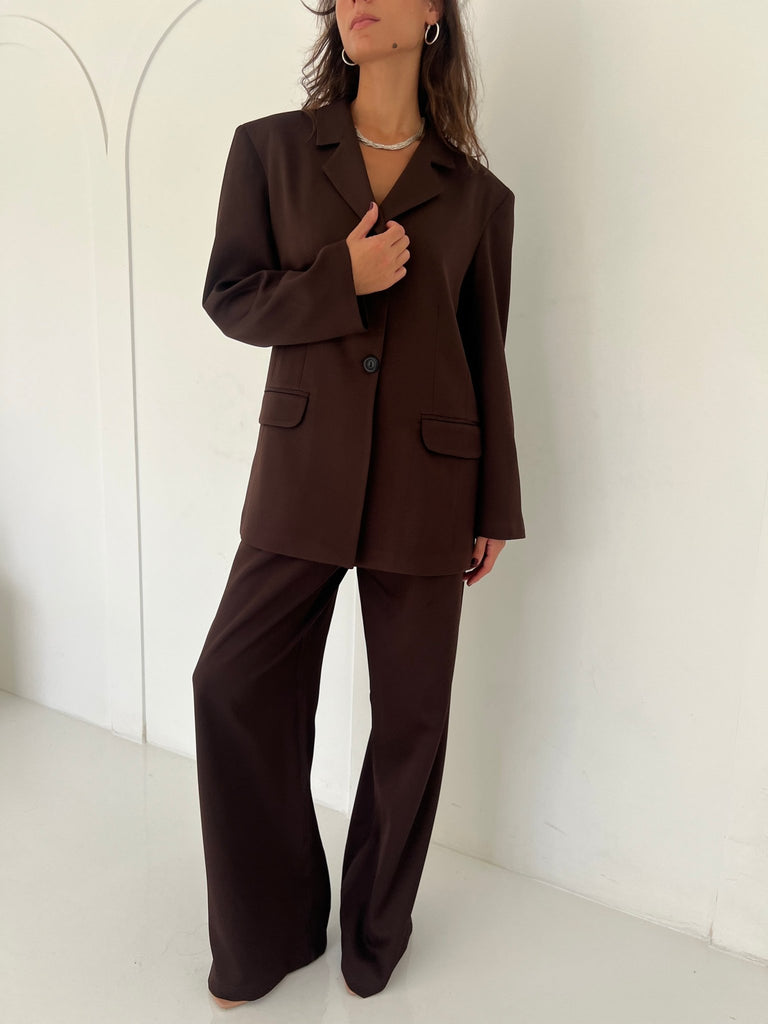 Brown Classic Cut Blazer - Mii