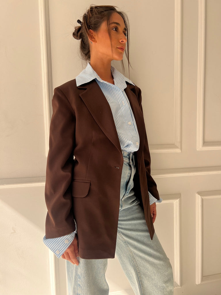 Brown Classic Cut Blazer - Mii