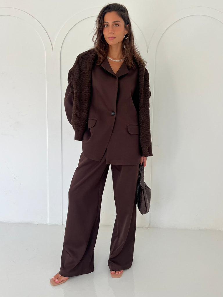 Brown Classic Cut Formal Pants - Mii