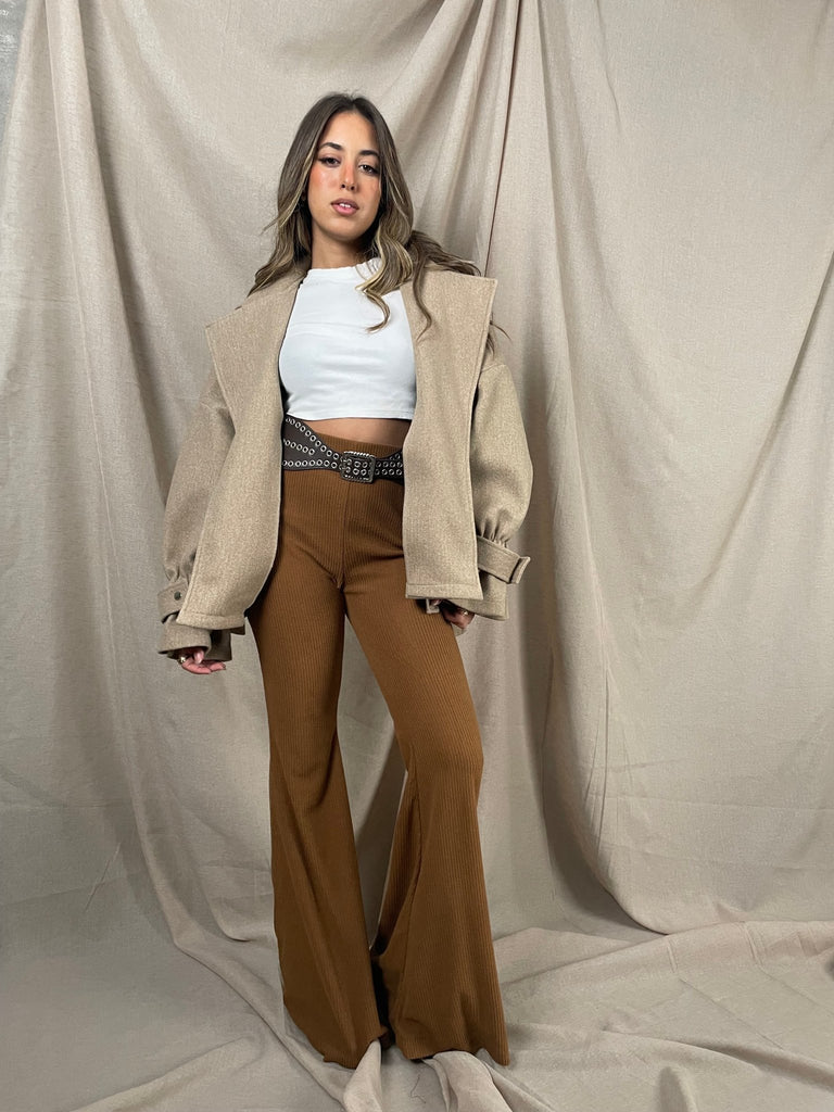 Brown Flared Corduroy Pants - Mii