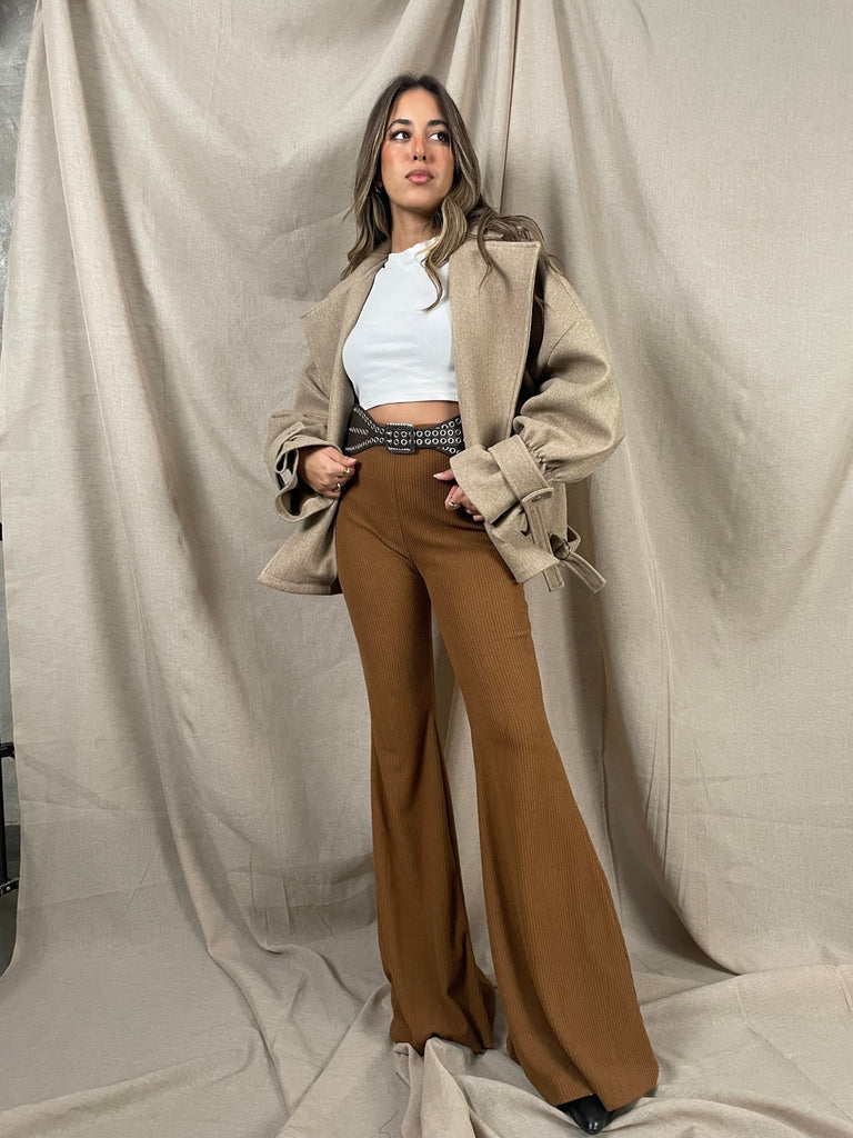 Brown Flared Corduroy Pants - Mii