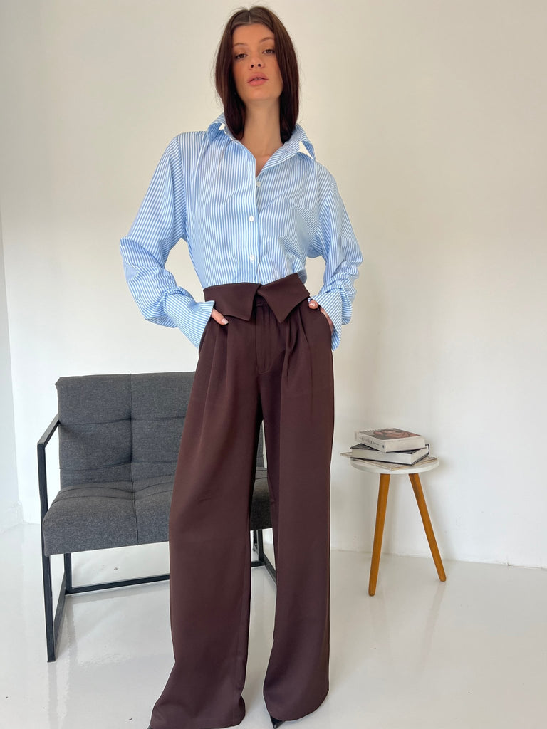 Brown Reverse Waist Pants - Mii