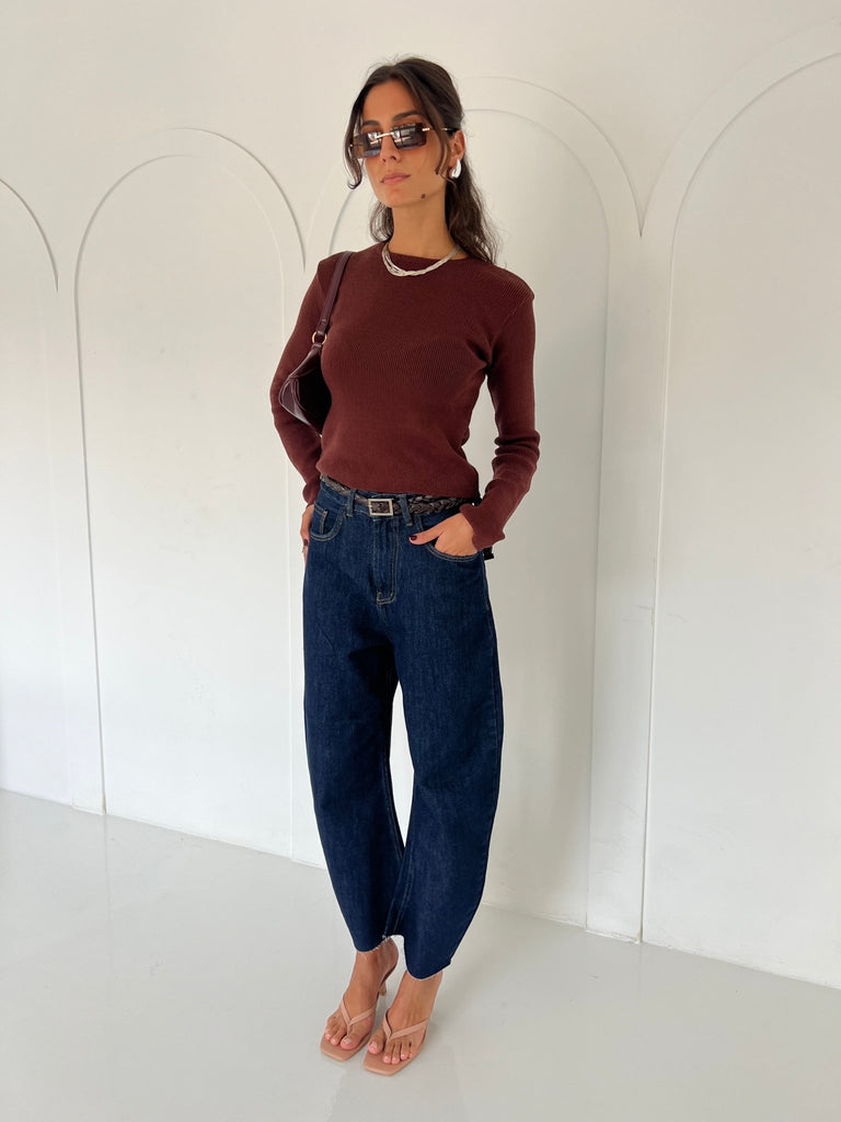 Brown Round Basic Top - Mii