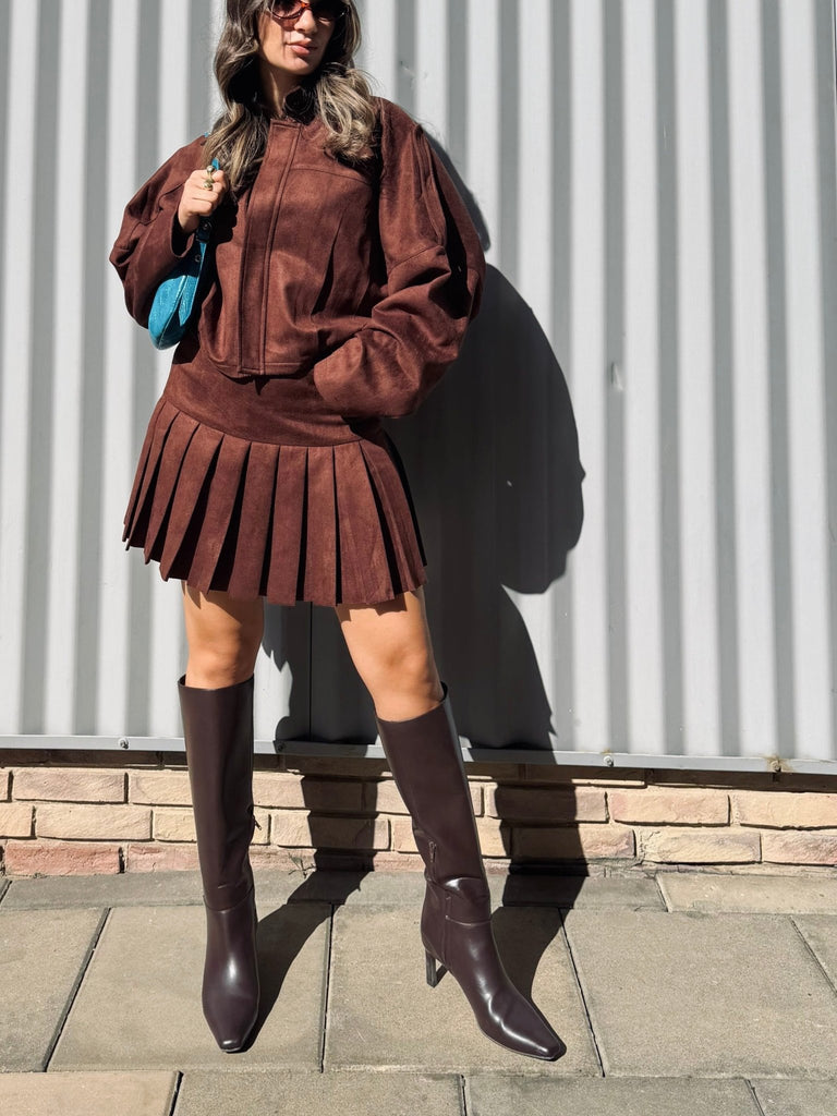 Brown Suede Tennis Skirt - Mii