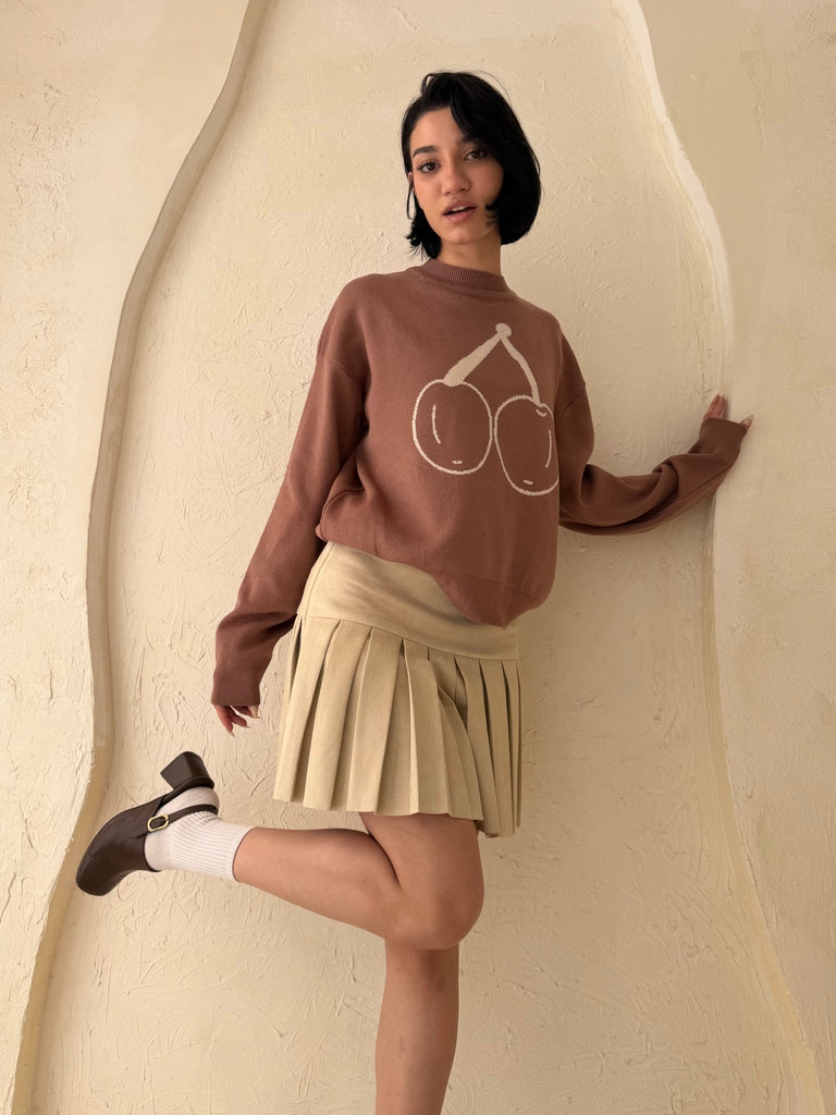 Cafe Cherry knit Pullover - Mii